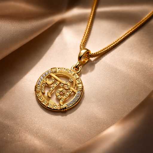 Radhe Gold Pendant Necklace with CZ Stones – Luxury Spiritual Radha Name Chain for Women & Men