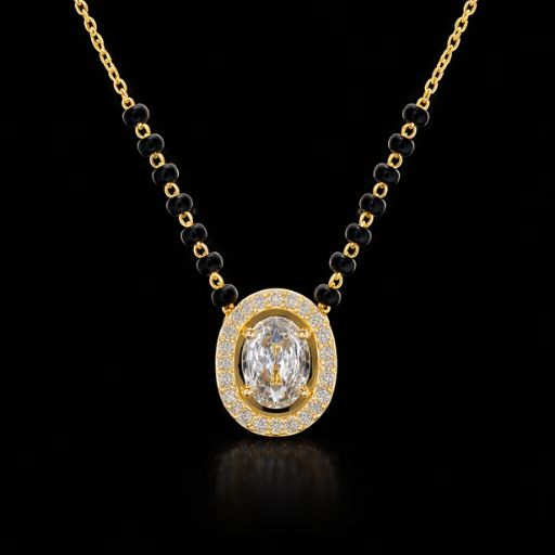 Blending sacred tradition with contemporary radiance, this gold-toned Mangalsutra is a testament to timeless elegance. Featuring a brilliant centerpiece and delicate beadwork, it is designed for the modern woman who honors her heritage with style.