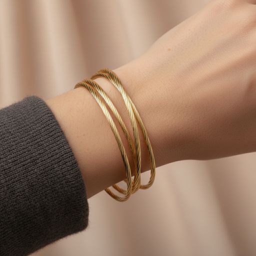 Gold Thin Bangle Set for Women – Multi Layer Minimal Stackable Bangles | Elegant Daily Wear Jewelry