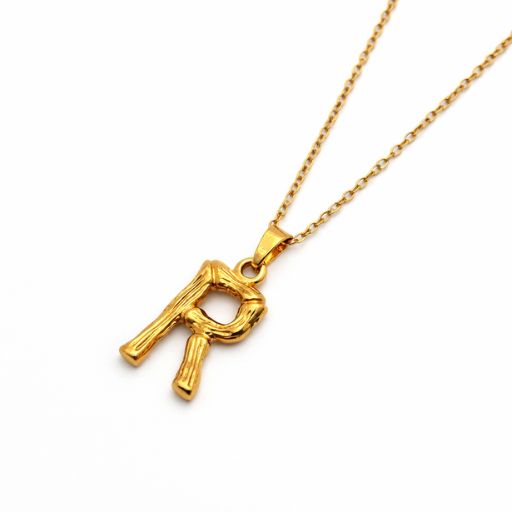 Gold Plated Letter R Pendant Necklace for Men & Women | Stylish Initial Alphabet Chain | Personalized Jewelry Gift
