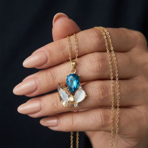 Step into a world of timeless glamour with this breathtakingly artistic jewelry set. Featuring a masterclass in light-play and color theory, this piece offers a sophisticated "jeweled bloom" silhouette that serves as a radiant expression of modern luxury.