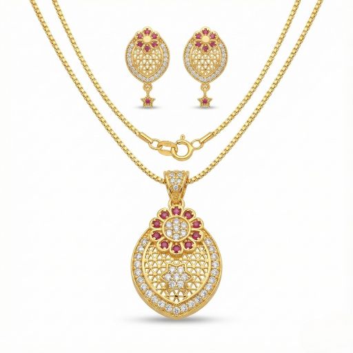 Embrace the richness of heritage-inspired luxury with this masterfully crafted jewelry set. Featuring a masterclass in traditional filigree work and vibrant gemstone accents, this piece offers a sophisticated "shrine-style" silhouette that serves as a radiant expression of timeless grace.